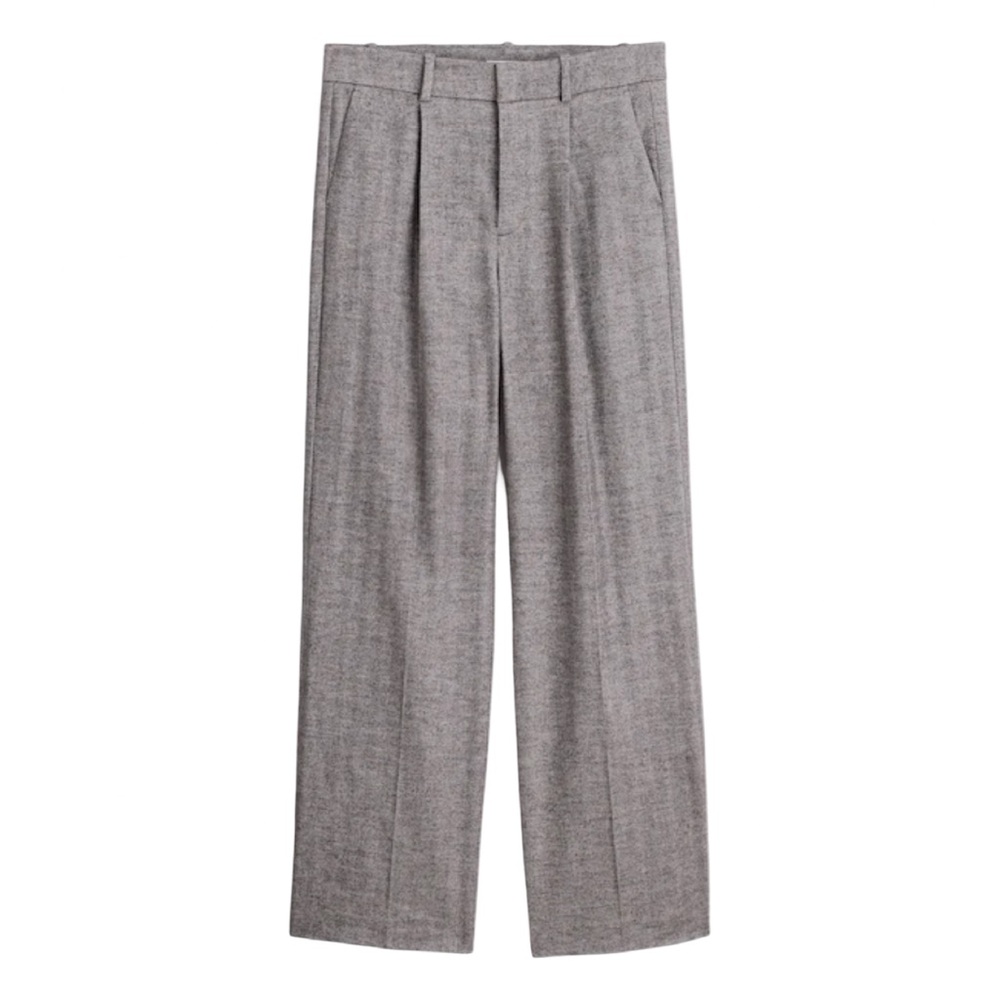 NWT Madewell Slouchy Straight Pants Herringbone Italian Fabric Slate Gray SZ 14